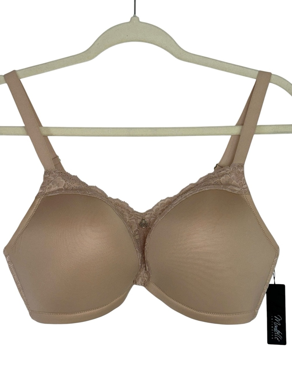 Montelle Wire Free Dream Bra Sand Sable Nude Lace Full Coverage 36E NWT